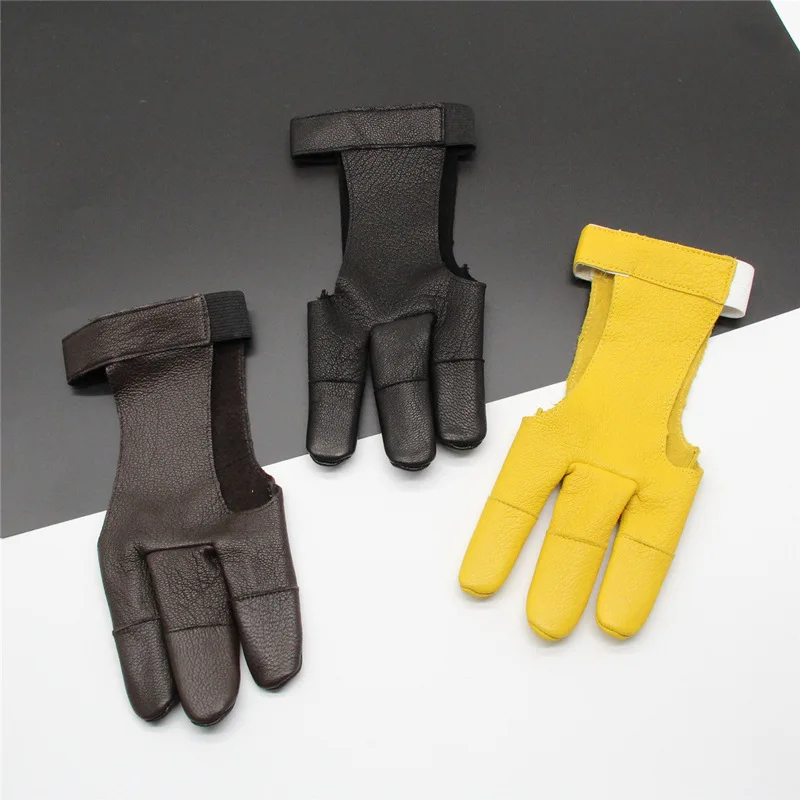 Bow and arrow finger protection sheepskin gloves thickened finger protection anti bending outdoor three finger archery