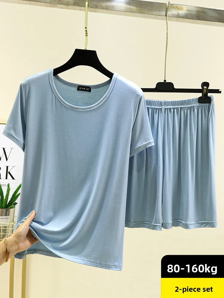 

Модный комплект из двух предметов: женская летняя свободная повседневная футболка и шорты, тонкие, можно носить как домашнюю одежду, так и на улице.