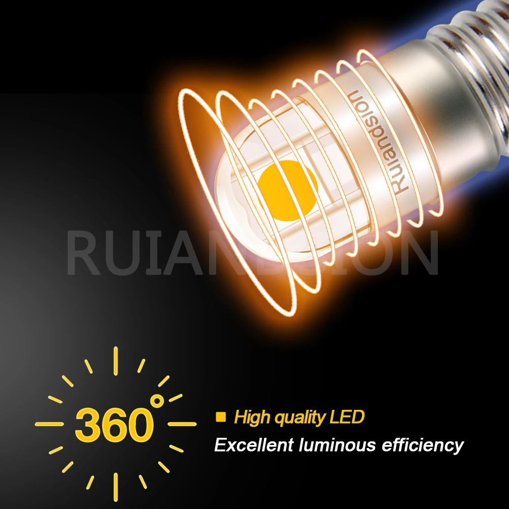 Ruiandsion E10 LED Bulb Non Polarity 200LM 3030 2SMD Chips Yellow 3V 4.5V 6V 9V 12V 24V 110V 220V Camping Hiking Caving Lights - view 6