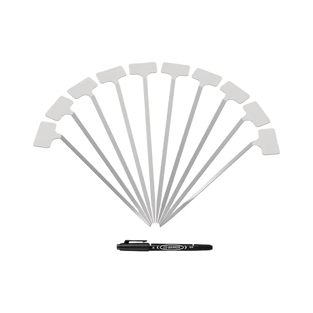 304 SS Plant Markers for Outdoor Use 12.75 Inches Tall 2.5 by 1.25 Inches Marking Area 10 Piece Rust Resistant Set