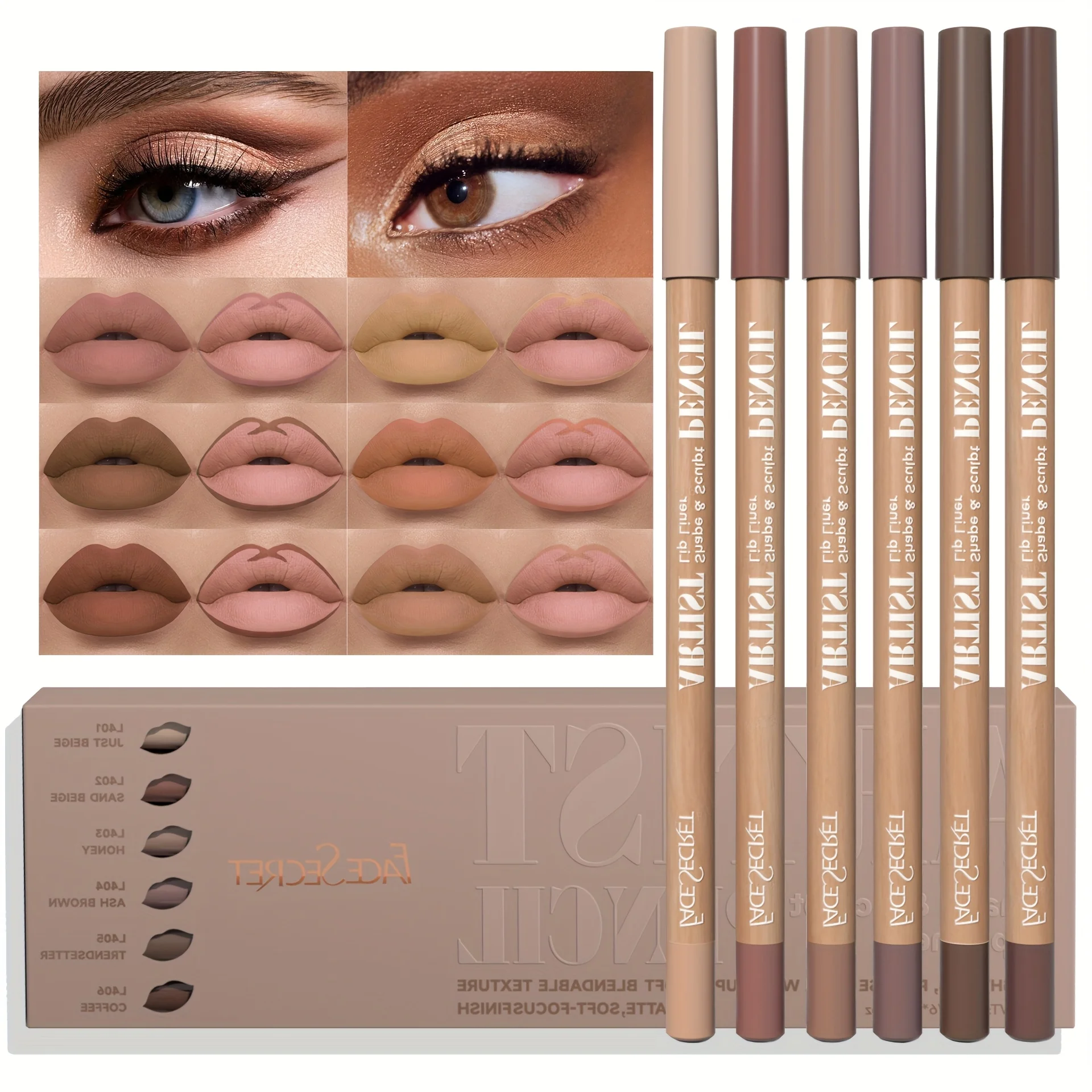 6Pcs Velvet Matte Lip Liner Set - Long-Lasting, Non-Dry Formula | Versatile Shades for All Skin Types | Includes Berry, Brown