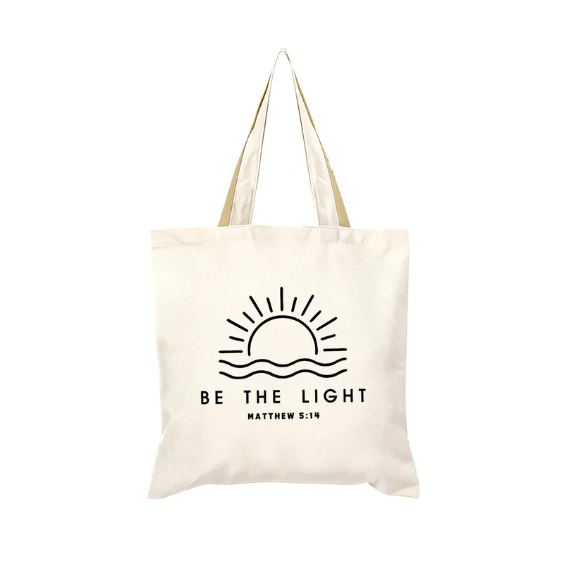 A lightweight minimalist canvas tote bag inspired by spiritual beliefs，Trendy Bohemian-style church bag