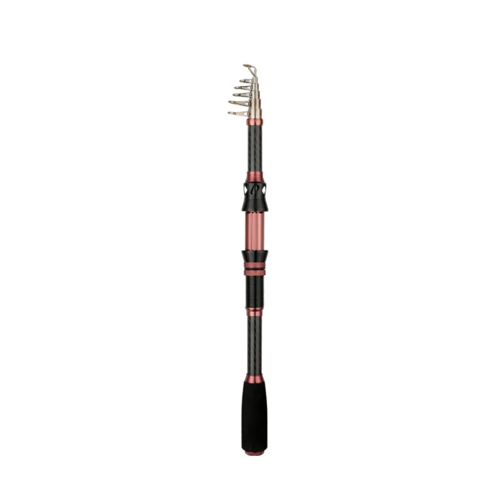 1 Piece Carbon Fiber Shrink Fishing Rod With Stainless Steel Guide Ring And EVA Handle Black Pink Small Sea Pole 1 8m To 3 0m