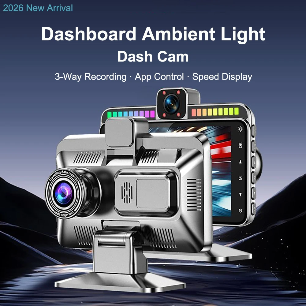 3CH 360 Full HD Console Dashcam RGB Running Light 24H Parking App Motion GSensor LoopRec TimeLapse NightVision StealthRecord