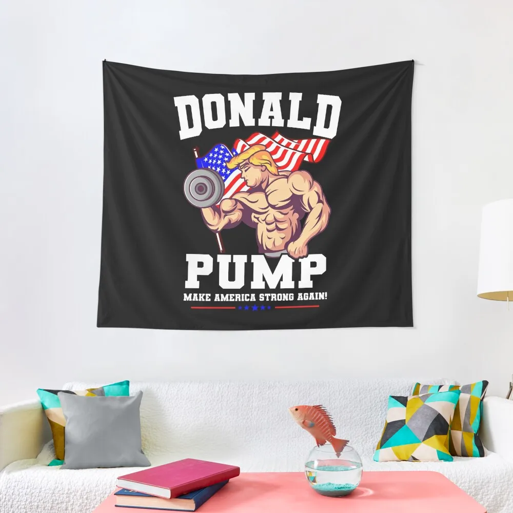 Donald Pump Make America Strong Again US Tapestry Wall Hanging Room Aesthetic Decor Decor For Bedroom House Decor Tapestry