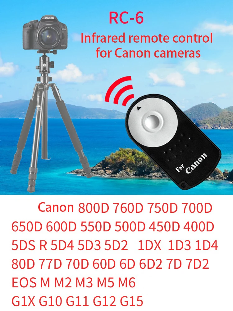 RC-6 Shutter Canon Wireless Remote Control R7 R6 R5R10 800D760D750D700D600D 7D 2 6D2 5D4 3 5DSR 60D70D80D90D 77D M2M3M5M6