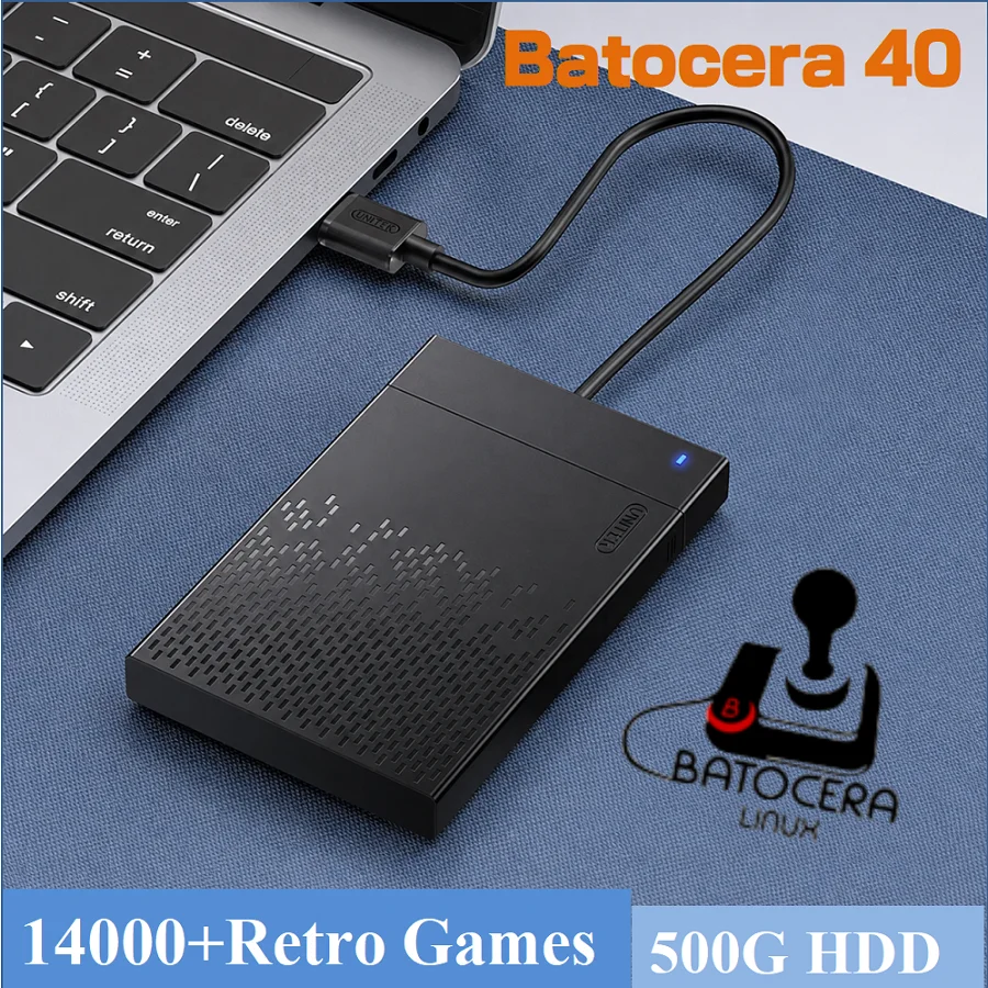 Image of 500GB Retro-Gaming-Festplatte mit über 14.000 High-Score-Retro-Spielen für Batocera 40 Linux für PS3, PS2, PS1 und Windows-PC, Plug & Play