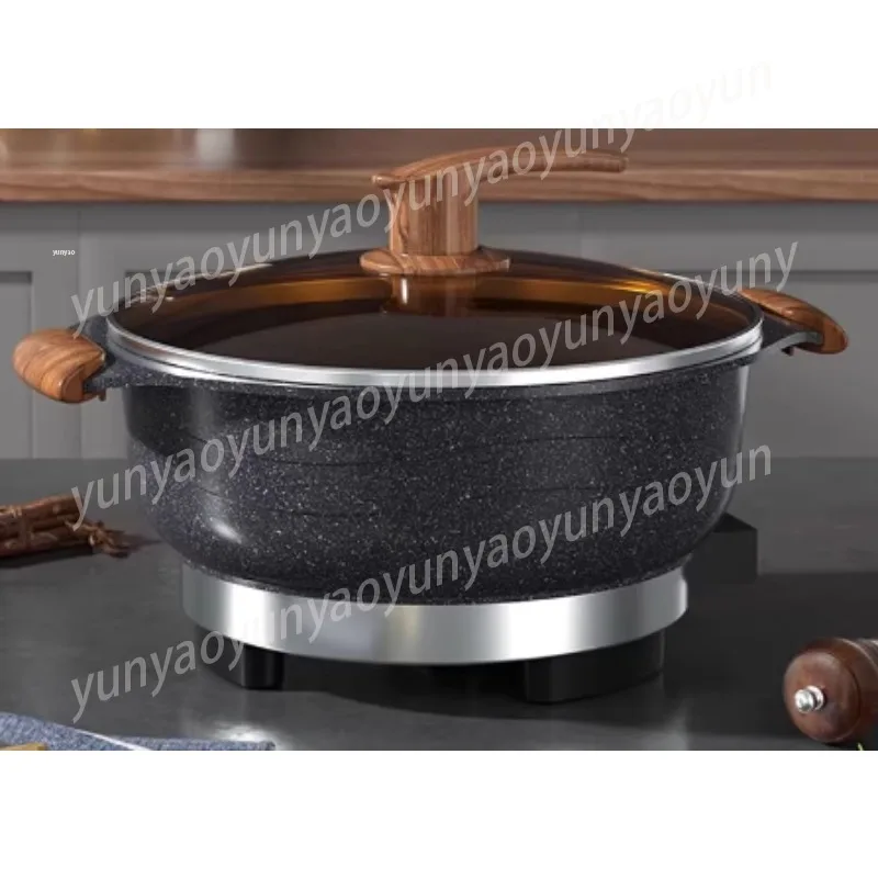 Electric Non-Stick Frying Pan, Multifunctional Cookware with Adjustable Temp for Hot Pot Steaming Boiling Stir Fry