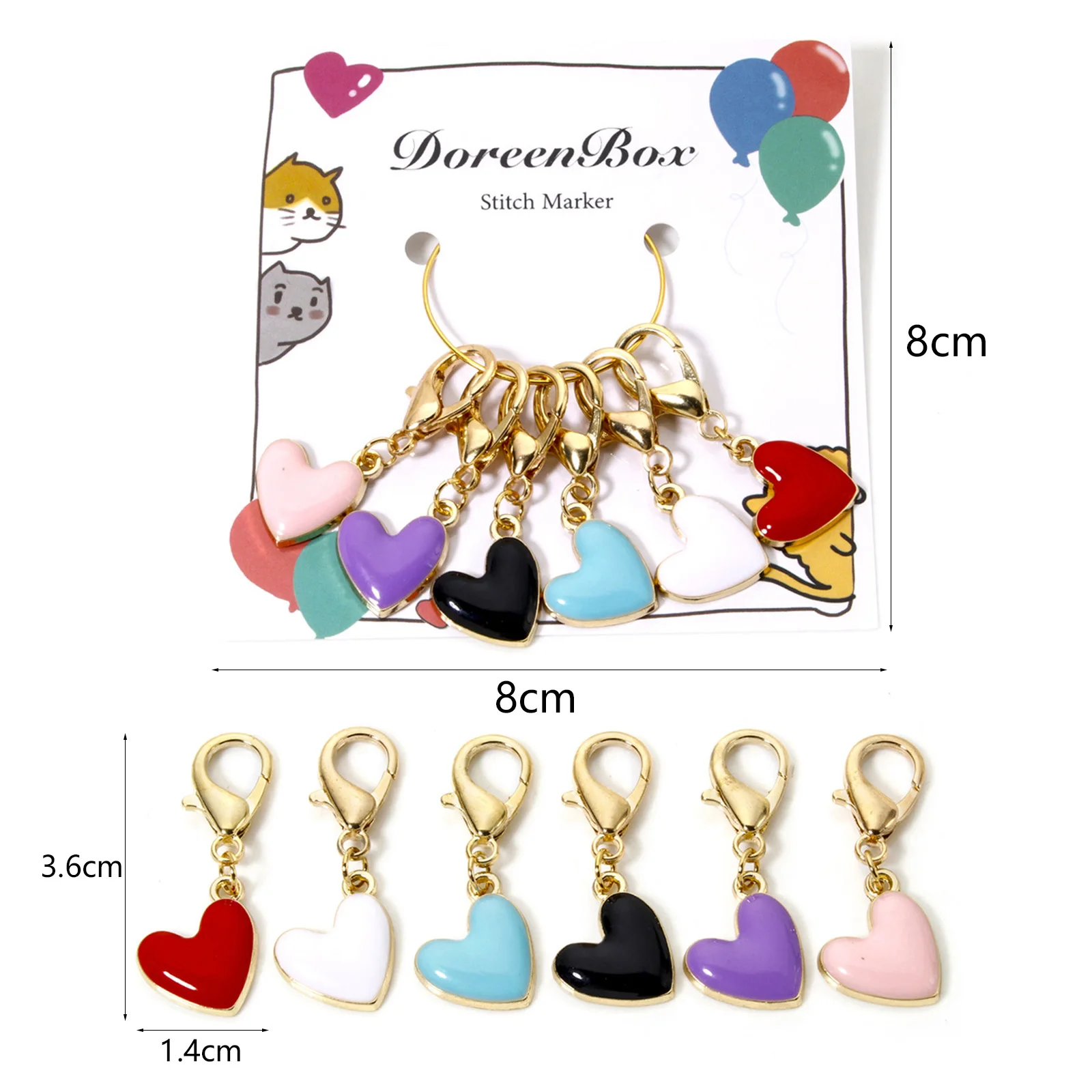 1 Set ( 6 PCs/Set) Knitting Stitch Markers Enamel Heart Crochet Lock Needlework Crochet Latch For DIY Craft Marker 3.6cm x 1.4cm