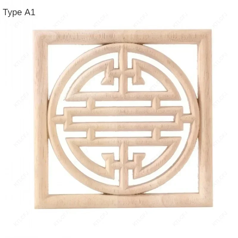 European-style Applique Solid Wood Square Carved Square Flower Long Applique Door Heart Flower Home Decoration Accessories