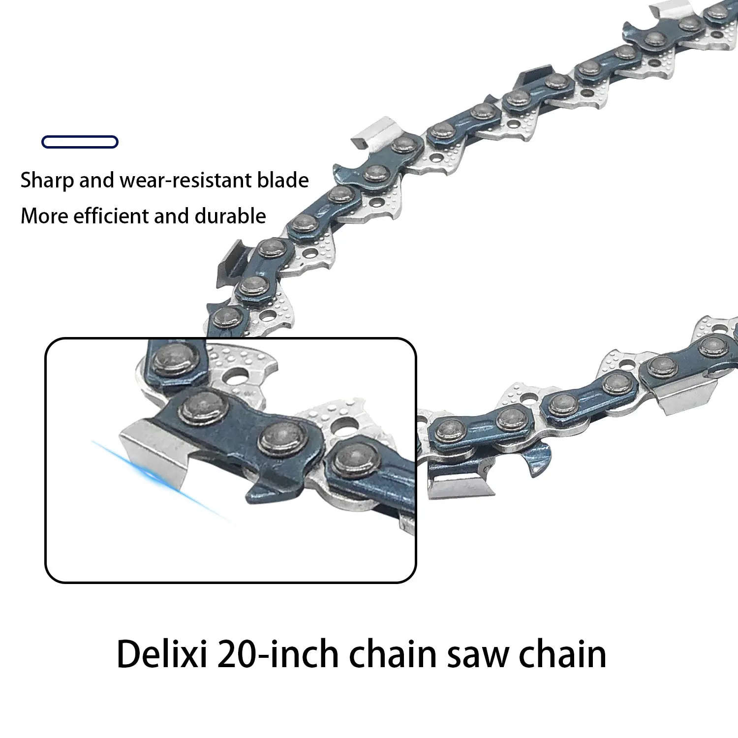 El juego de cadenas Delixi de 20 pulgadas es adecuado para sierra de cadena de gasolina de 20 pulgadas, placa guía de metal y piezas de cadena, hoja de repuesto para motosierra