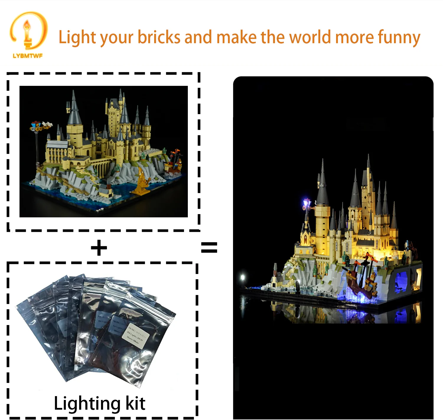 LED Lighting Kit, compatible with 76419 Hogwarts Castle and Grounds Building block models, (only including lighting accessories)