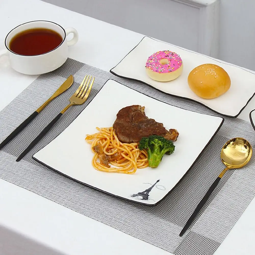 High Quality Rectangle Placemats PVC Anti Slip Dining Table Place Mats Oilproof Easy to Cleaning Table Mat Household