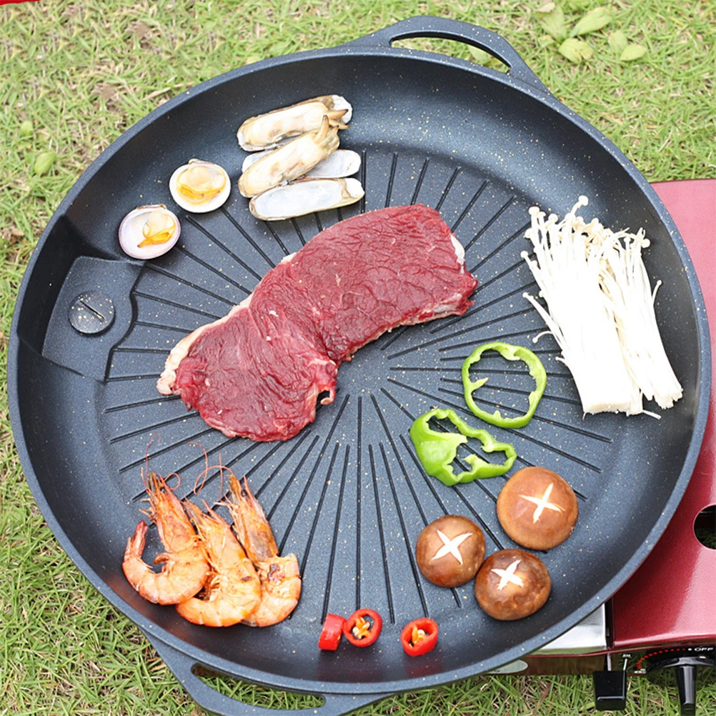 

Medical Stone Non-Stick Bbq Plate Portable Grill Pan with Handles for Outdoor Roasting and Barbecue Outdoor Bbq Tool