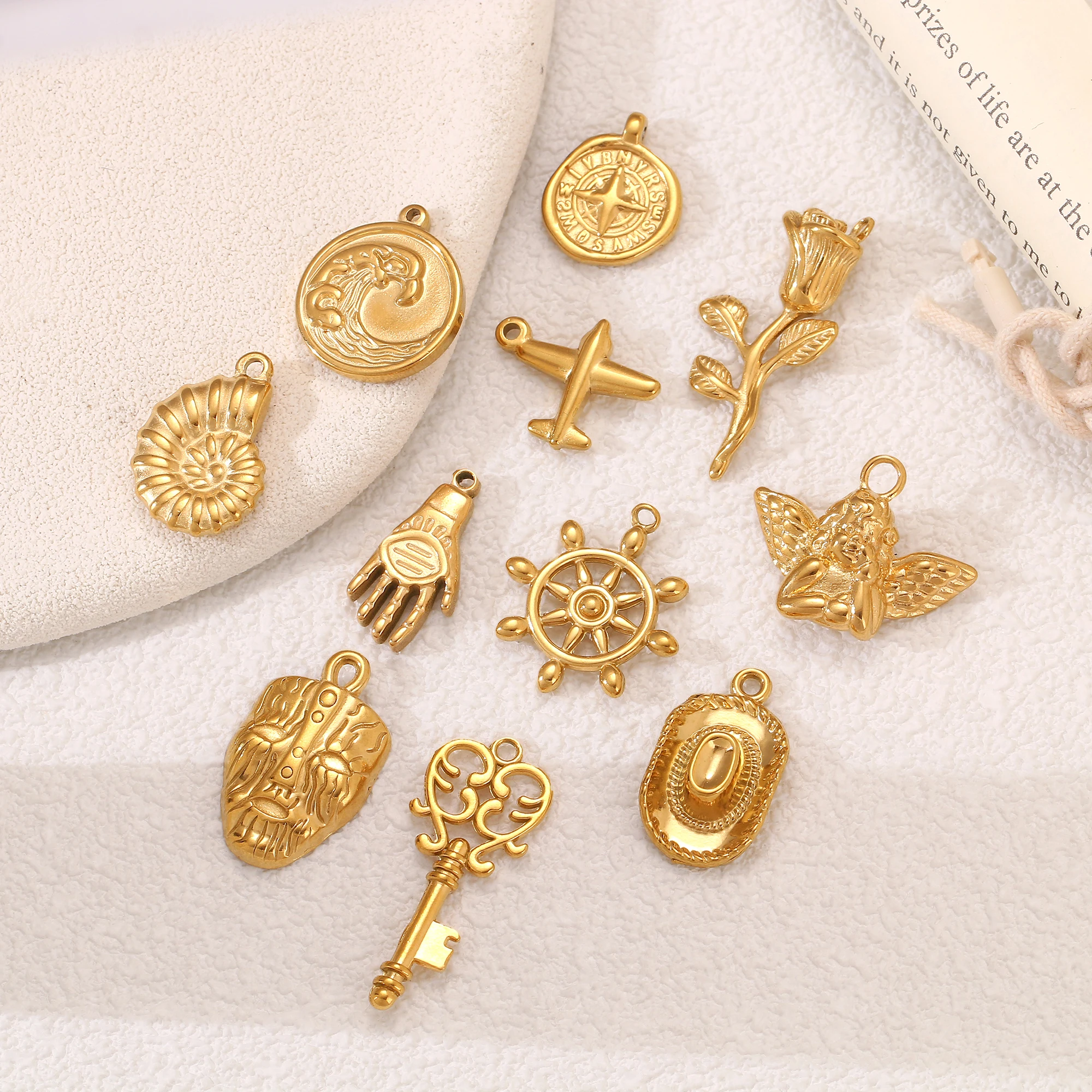 3Pcs Ship Helm/Key/Hat Charm for Jewelry Making Stainless Steel Personality Sailor Navy Pendant DIY Bracelets Necklace Accessory - view 6