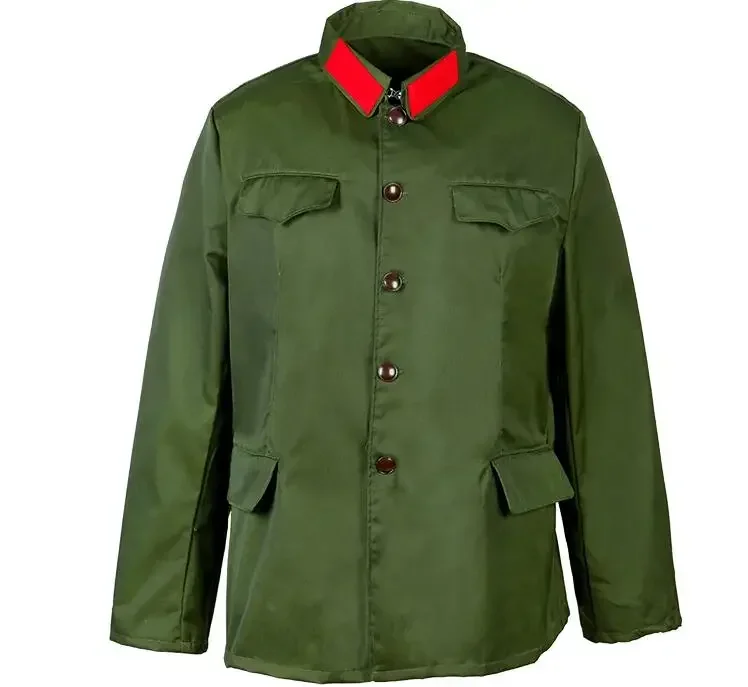 Chinese Red Uniform Retro Green 65s Veteran Men's Spring Set