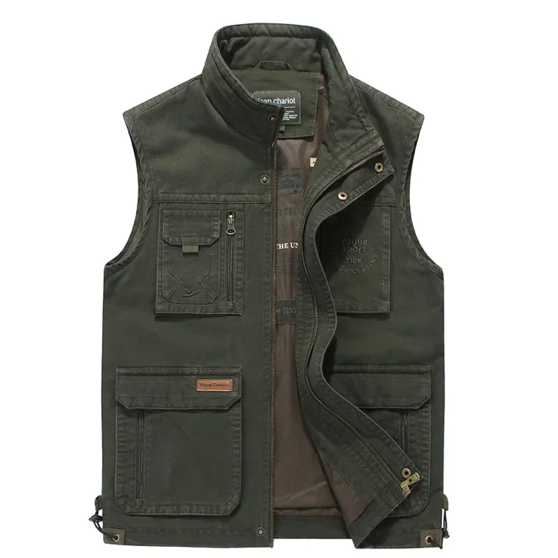 

Sleeveless Tactical Autumn Mens Vests Photographer Jacket Plus Big Size Cotton Casual Multi Pocket Vest Male Waistcoat Coat