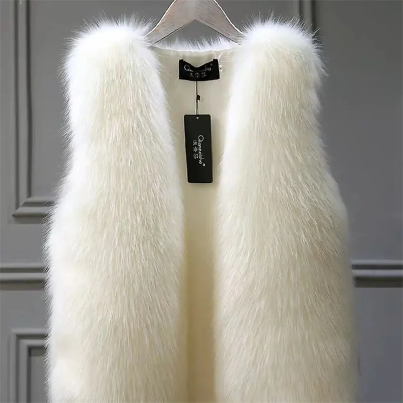 New Faux Fur Vest Spring Autumn Imitation Rabbit Hair Plush Tank Top Women Korean High End Sleeveless Waistcoat Ladies Vest Jack