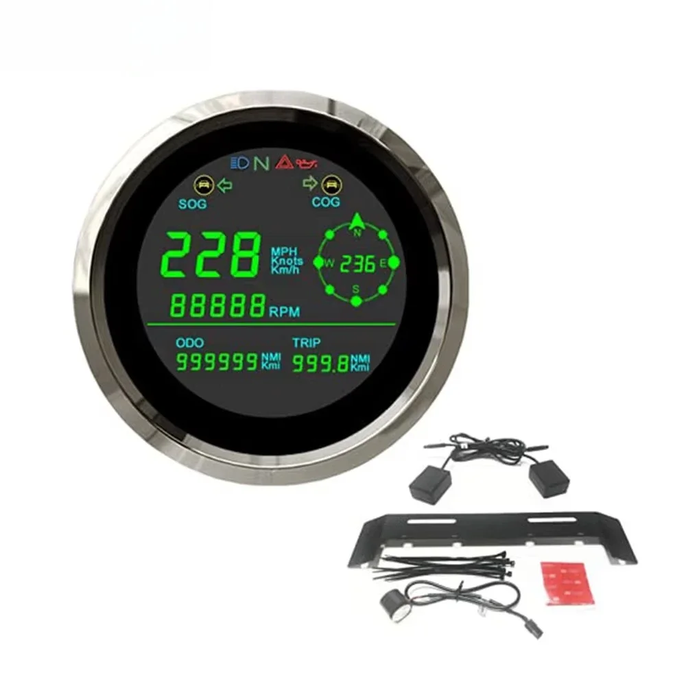 ELING 85mm(3 3/8'') Speedometer 0-299km/h Knots MPH Odometer With 0-19999RPM Tachometer for Car Boat RV Motorcycle With BSD