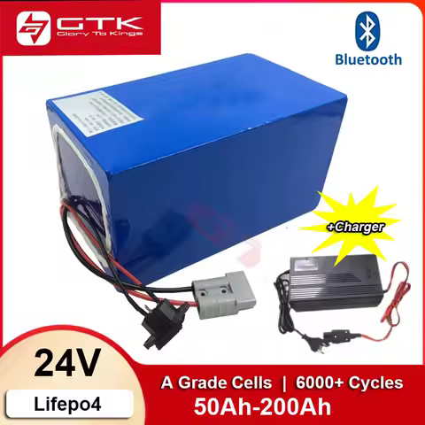 GTK 24V 100Ah Lifepo4 24V 200Ah 150Ah 120Ah 80Ah 60Ah 50Ah Lithium Iron Phosphate Battery for RV UPS Solar systerm caravan
