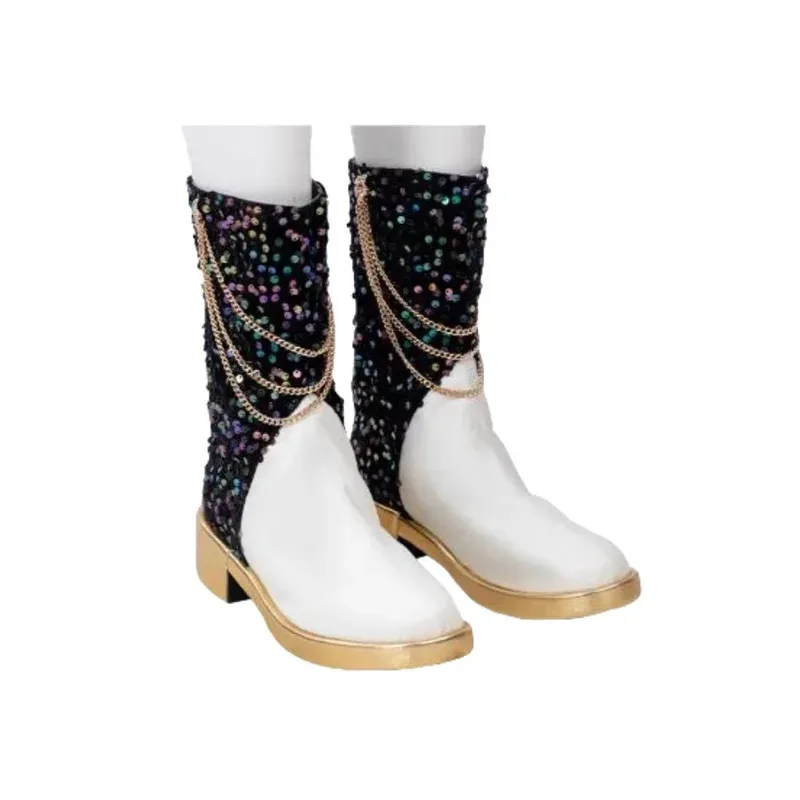 

2025 aaa Женская обувь для косплея Kpop Demon Hunters Mira White Black DJ Party Boots (доставка в течение 10 рабочих дней)