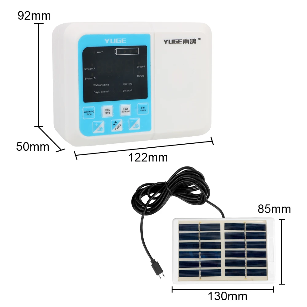 Imagem -04 - Dispositivo Automático de Irrigação por Gotejamento de Jardim Dispositivo de Rega para Plantas Sistema de Temporizador Inteligente Energia Solar Controlador de Bomba Dupla