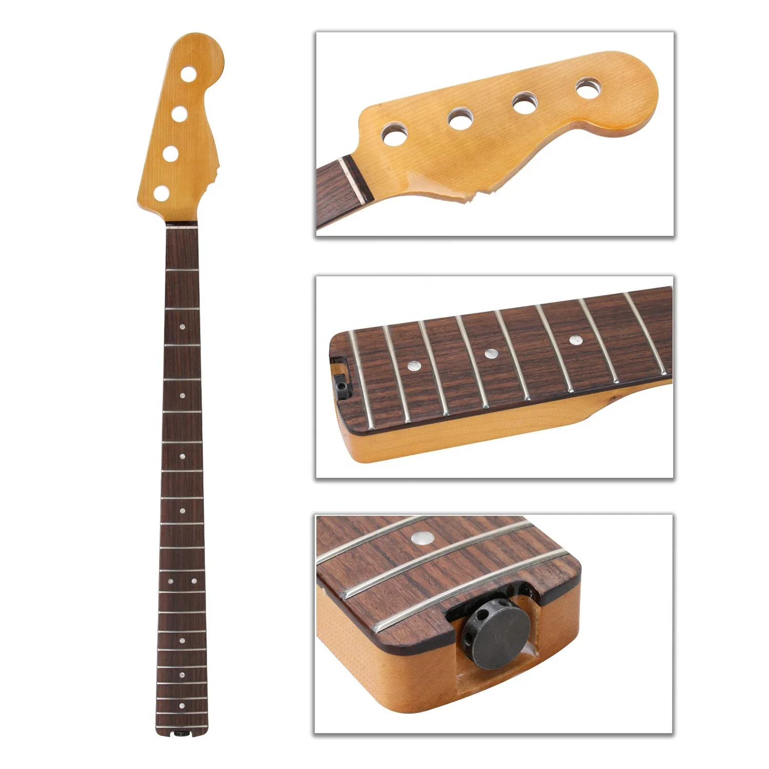 

2025 4 String 20 Fret Electric Bass Neck Rose Wood Fingerboard 4 String Electric Bass Guitar Handle