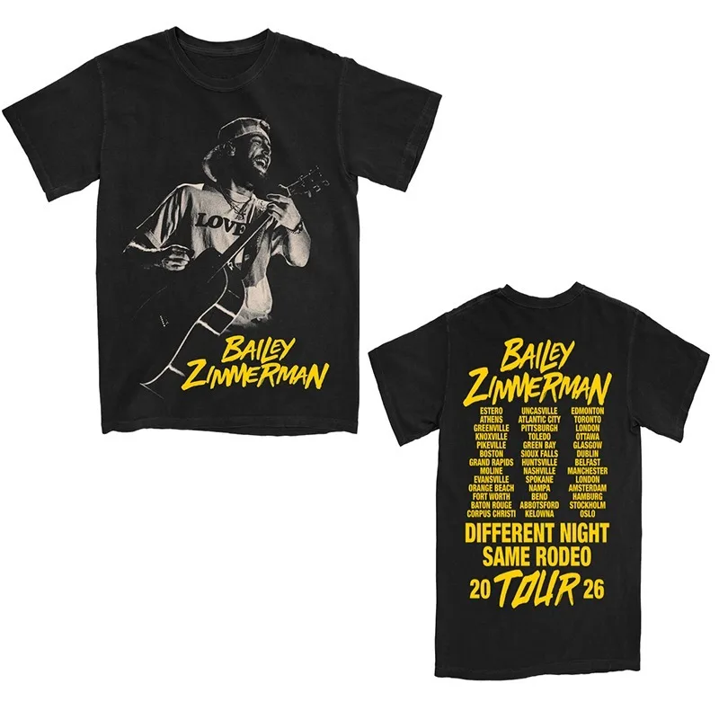 Bailey Zimmerman Merch Unisex T-shirt Men Short Sleeve Tops fashion Tee Clothes Causal Y2K Tops
