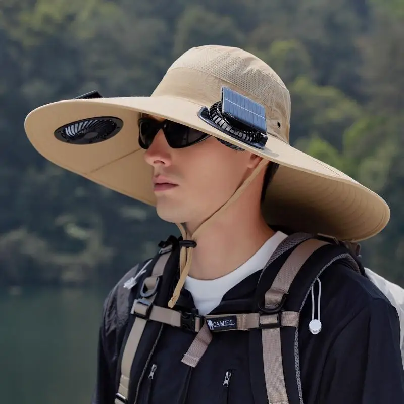 

New Outdoor Fishing Hat With Solar USB Charging Fan Male Cooling Hat Sunshade Fishing Hat For Outdoor Riding Hiking Fishing