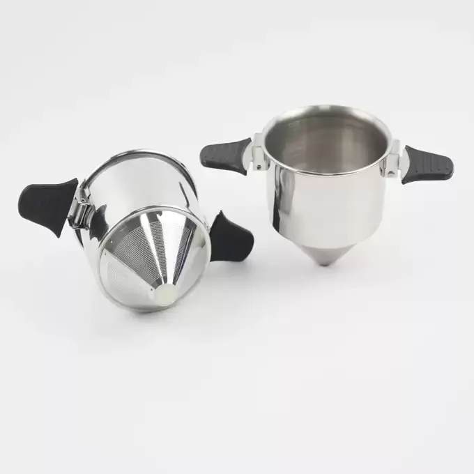 304 Stainless Steel Binaural Coffee Filter, Foldable Paper‑Free Tea & Coffee Powder Strainer, Hand Brew Coffee Utensil