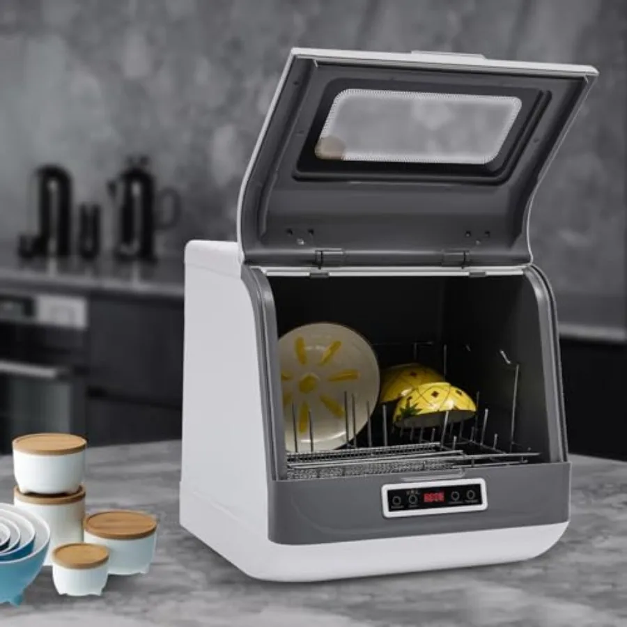 Portable Countertop Dishwasher with Multiple Washing Programs Display 800W Energy-Efficient Automatic Dishwashing Machine Compa