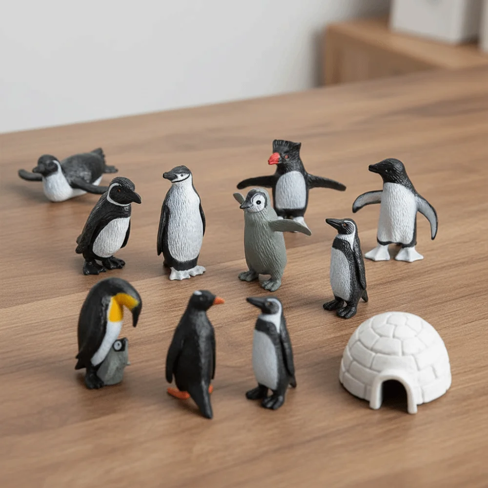 

11pcs/pack PVC Material Simulation Penguins Models Simulation Design Miniature Size PVC Doll Animal Model Static Model
