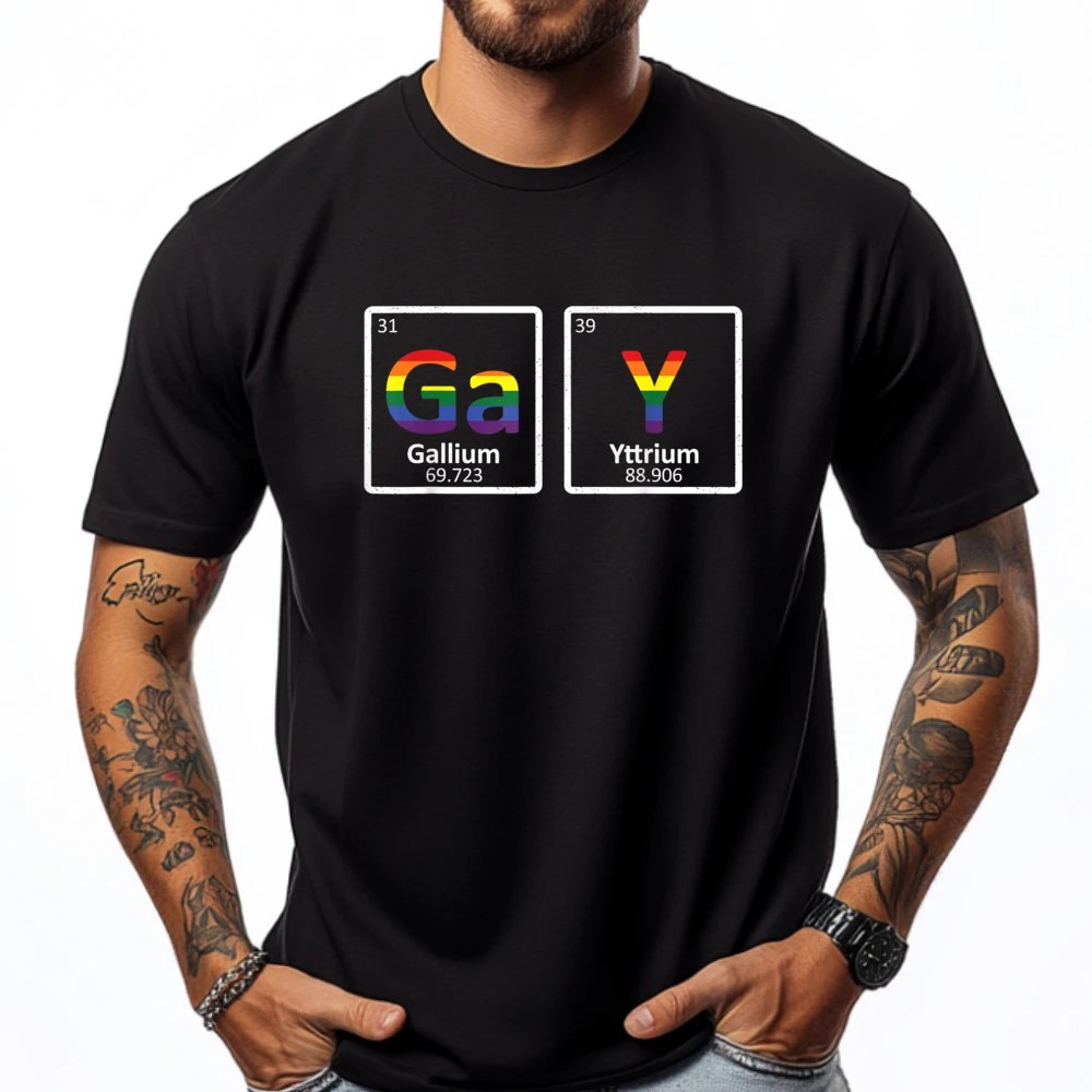 

Gay Periodic Table Gallium Yttrium LGBT Pride Rainbow Mens Clothing Plus Size Men's T-Shirts Creative