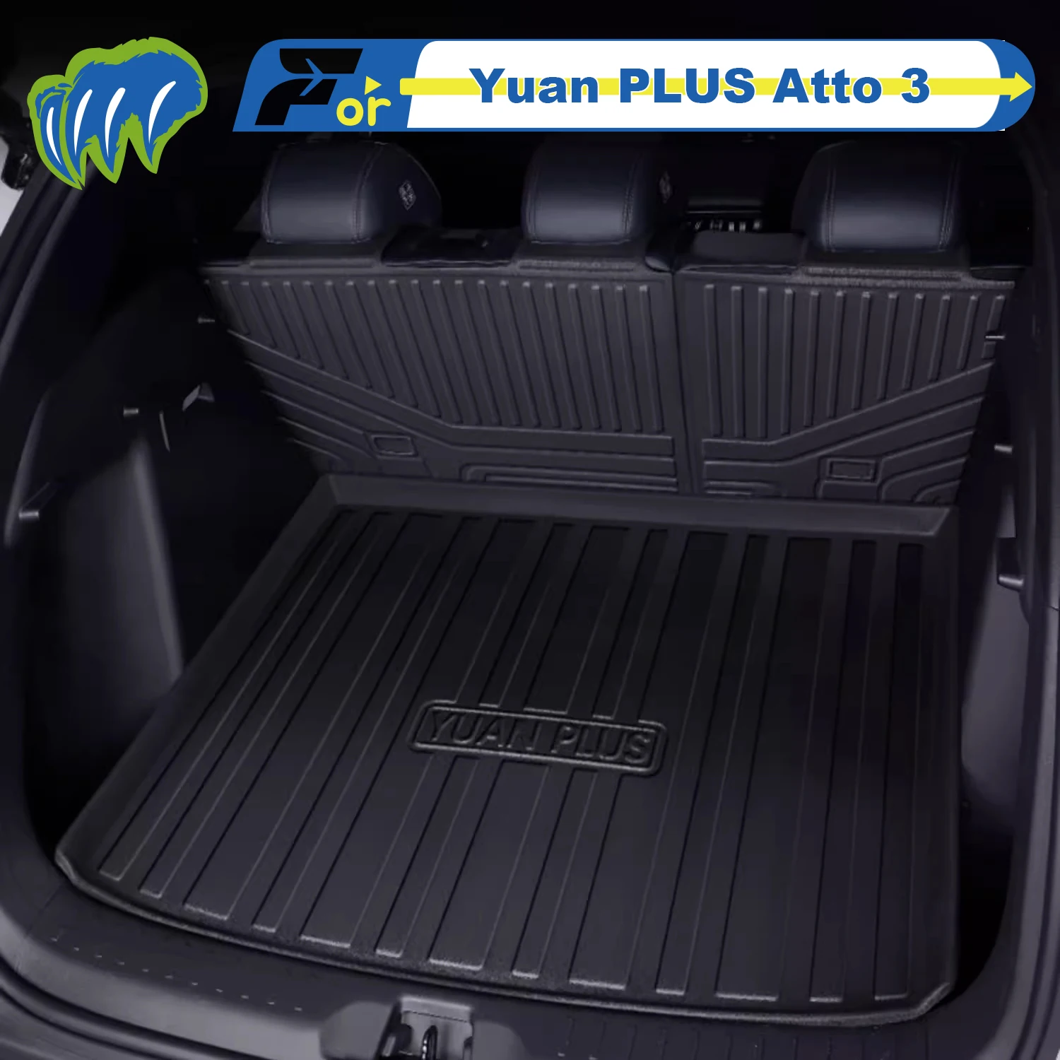 

Для BYD Yuan PLUS Atto 3 2022-2025 Custom Fit TPE Коврик в багажник автомобиля Коврик для багажника 3D-образный лазерный измерительный коврик в багажник Коврик для спинки стула
