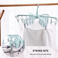 Portable Drying Rack Windproof Children's Multi Clip Sock Hang Folding Clothes Hanger Folding Storage Plastic Drying Socks Rack