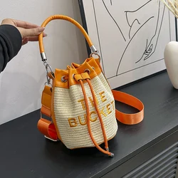 Borsa a secchiello di paglia firmata di marca e borse a tracolla da donna borse a tracolla 2023 nuove borse a tracolla alla moda di alta qualità