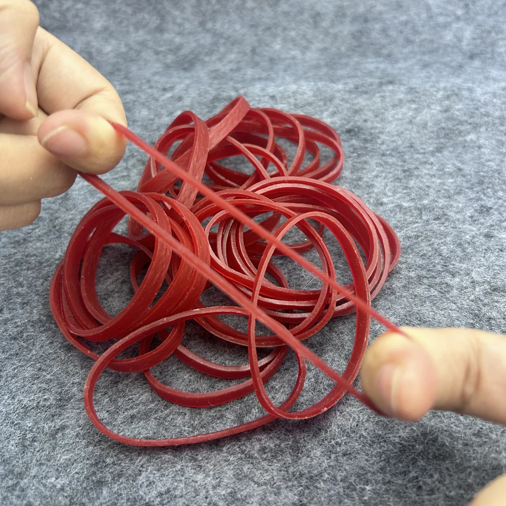 100 buah warna merah karet gelang elastis perlengkapan alat tulis sekolah kantor rumah dasi kemasan pita elastis kuat dapat diregangkan