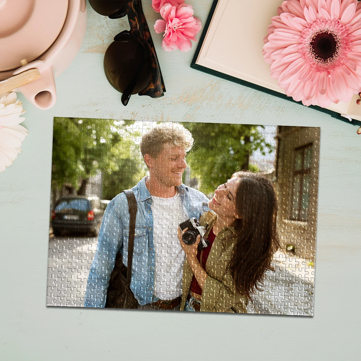 

1 pc Couple on the side of the road Personalized Photo Personalised Decompression Puzzles Girlfriend Gift