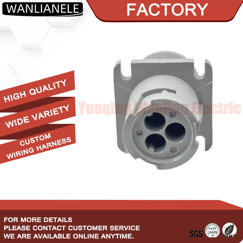50 Sets HD10-3-96P 3 Pin Receptacle Connector Housing IP68 Waterproof Panel Mount 13A Gray for Heavy Duty Harness