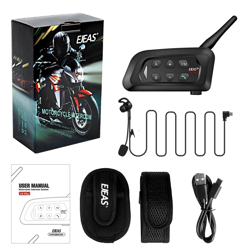 Ejeas V4C PLUS 4 Referees Football Intercom Bluetooth Headset