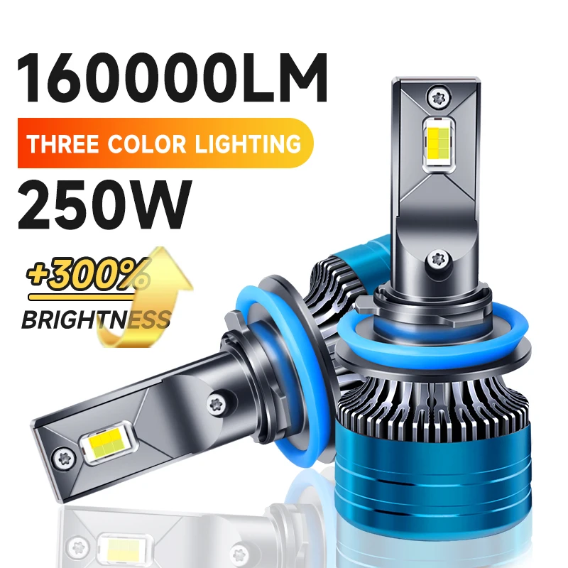 

3-Color Car LED Headlight Bulbs 3000K 4300K 6000K H7 H1 H4 All-in-One High/Low Beam Super Bright Auto Front Light for Vehicles
