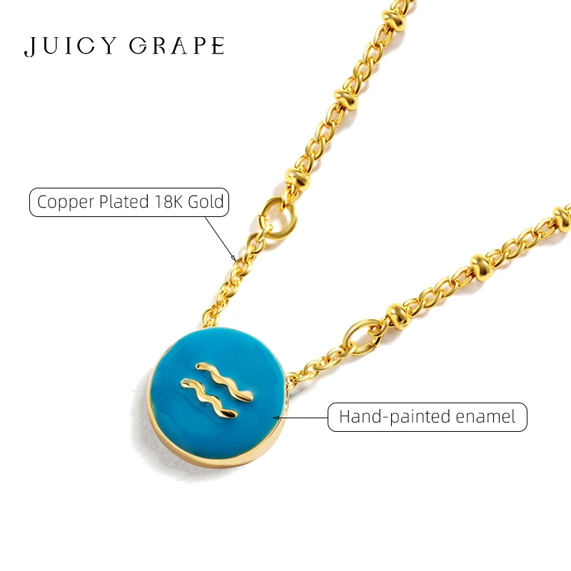 JUICY GRAPE 12 Zodiac Signs Necklace Capricorn Aquarius Pisces Aries Taures Gemini Cancer Leo Virgo Libra Scorpio Sagittarius