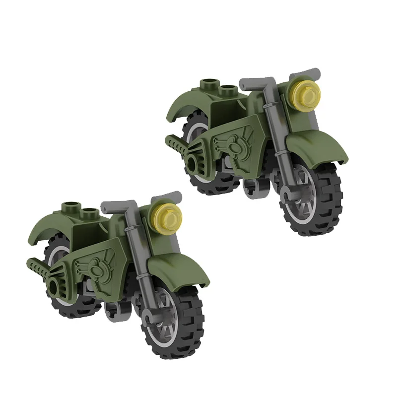 WW2 Weapon Equipment Howitzer Motorcycle Tricycle Model Military Figures Accessories Small Particles Building Blocks Kids Toys