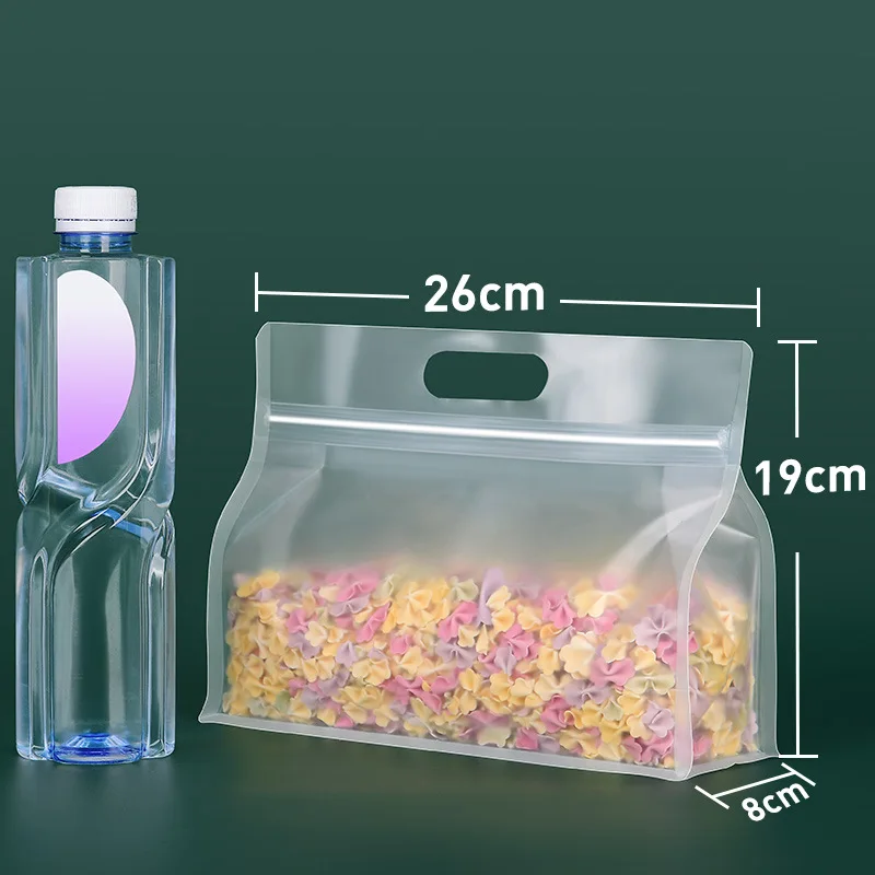 TETP 50Pcs Frosted/Transparent Food Bags With Handle Home Noodles Cookies Candy Nut Snacks Packaging Storage Dustproof Wholesale