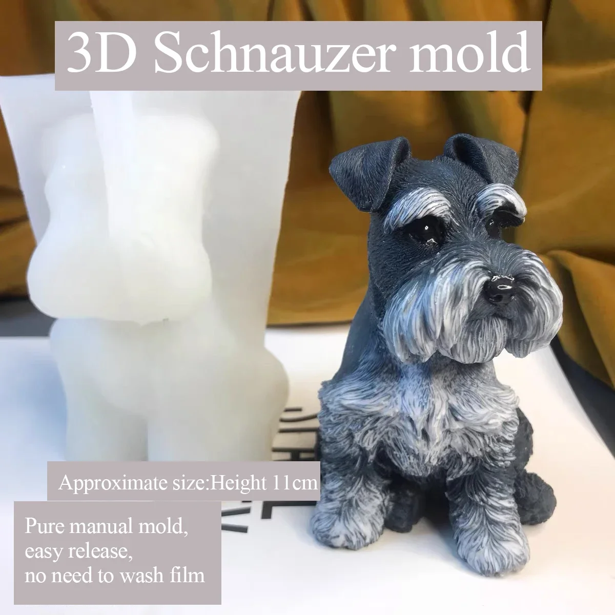 Three-Dimensional Schnauzer Silicone Mold, Drop Glue, Aromatherapy Plaster, Manual DIY, Dog Mould