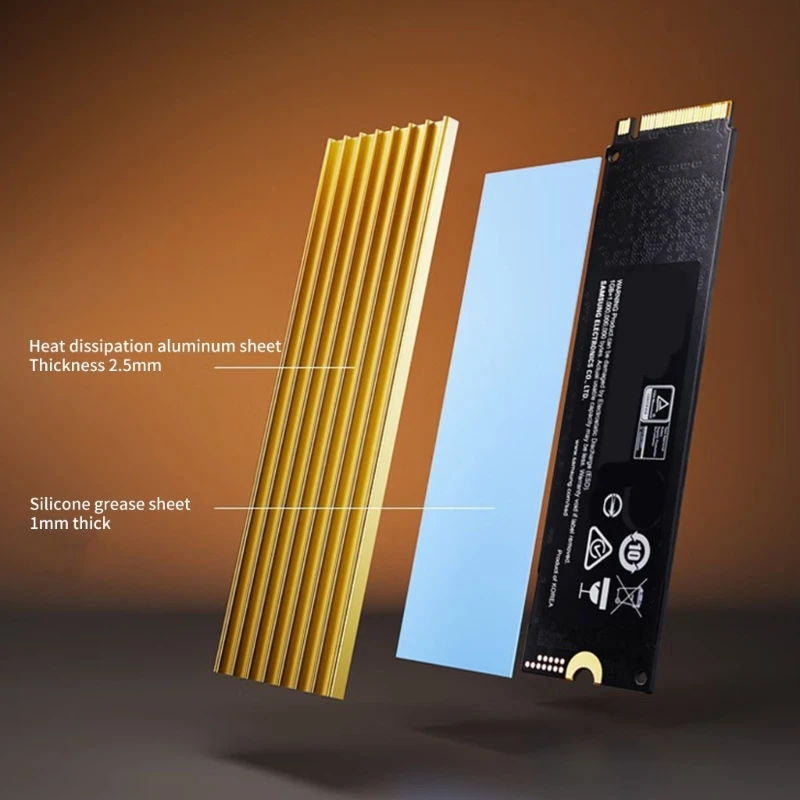 M.2 SSD NVMe Heat Sink M.2 2280 Hard Disk Copper Heatsink with Thermal Cooling HX5E