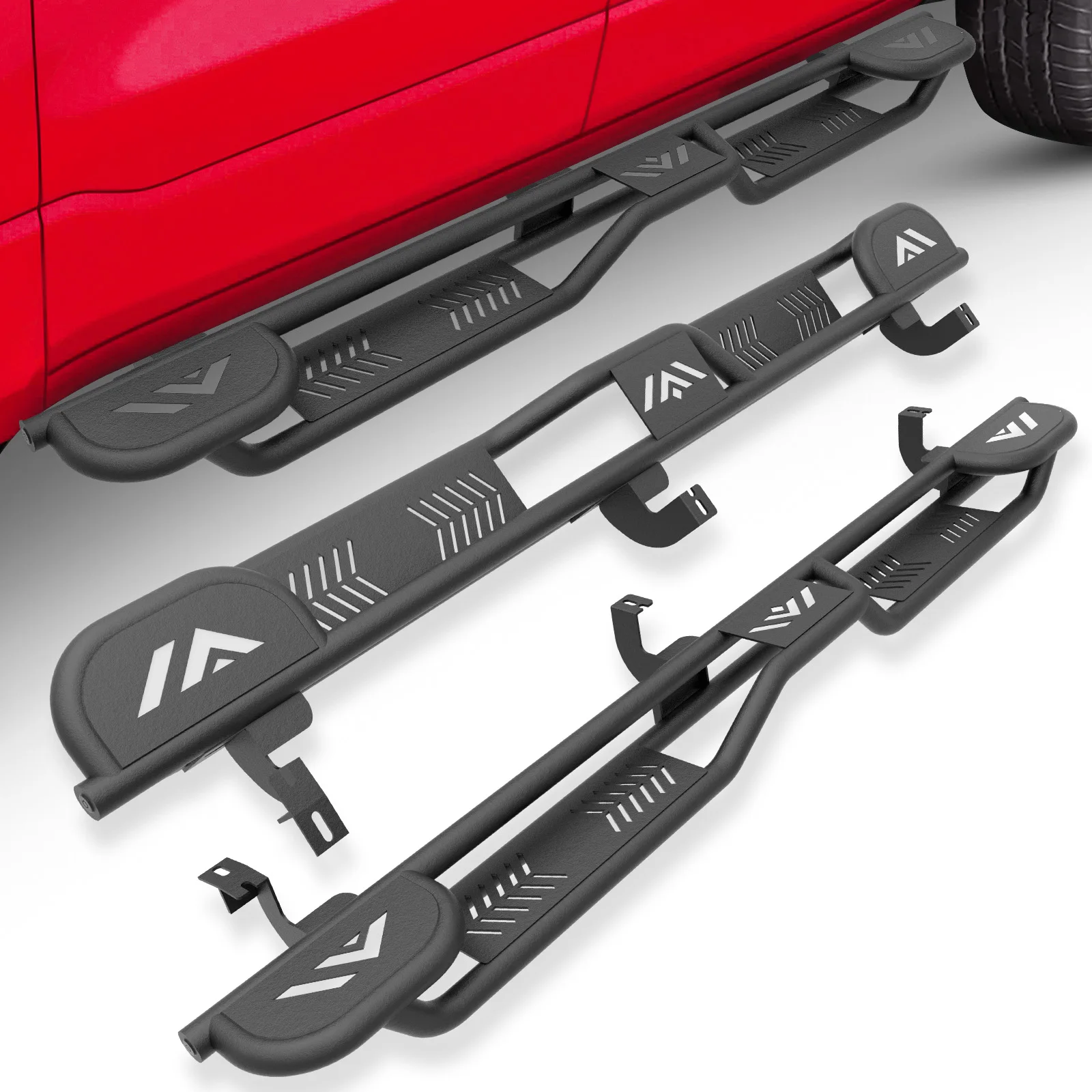 

Подножки с двойной ступенькой и боковыми порогами (Nerf) для Toyota Tacoma 2005-2023 Double Cab и Crew Cab