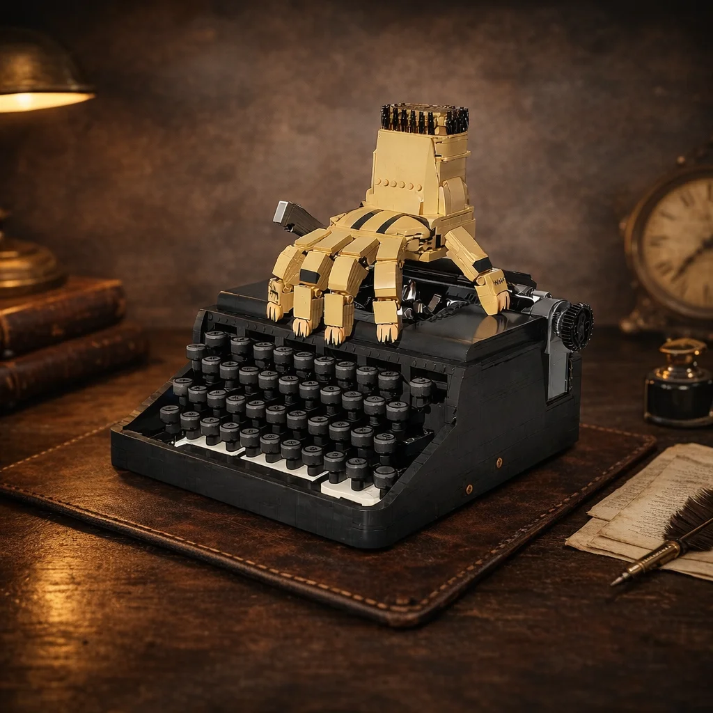 

MOC Typewriter with Robotic Hand Building Blocks, DIY Kit, Creative Model, Compatible with Bricks, Unique Toy for Adults & Kids