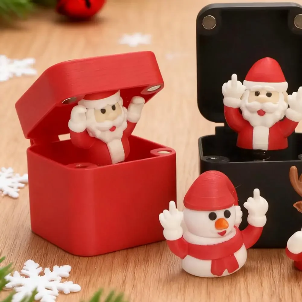 Christmas Middle Finger In A Box Prank Figure Home Party New Year Bouncing Character Statue Decoration Prop Special Special Gift