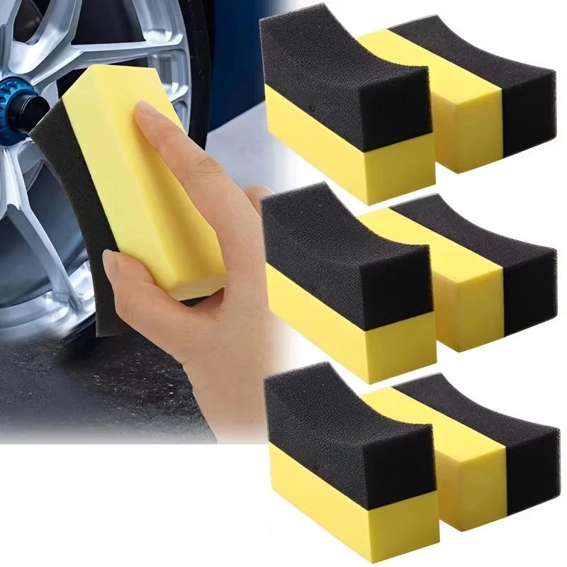 1-6Pcs Auto Cleaning Sponge Brush Set For Car Wheel Tire Wash Wipe Water Suction Sponge Pad Wax Polishing Tyre Brushes Tools